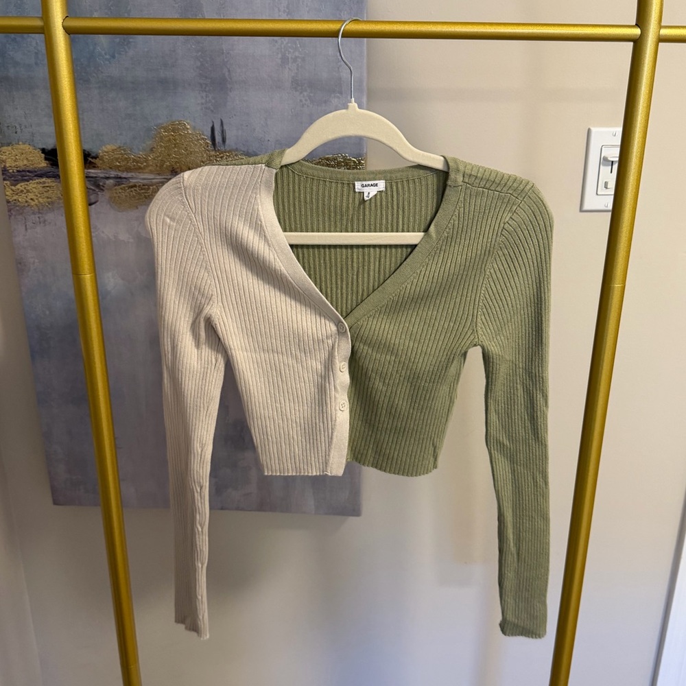 Garage Sage Green Ribbed Sweater